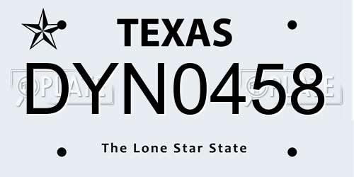 DYN0458 Texas License Plate