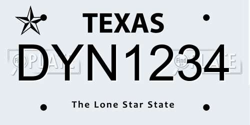 DYN1234 Texas License Plate