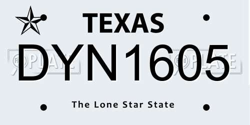 DYN1605 Texas License Plate