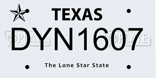 DYN1607 Texas License Plate