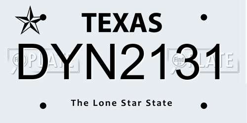 DYN2131 Texas License Plate