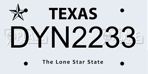 DYN2233 Texas License Plate
