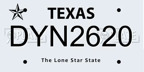 DYN2620 Texas License Plate