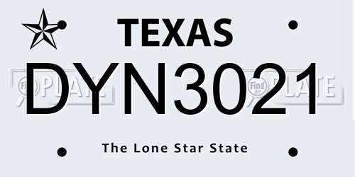 DYN3021 Texas License Plate