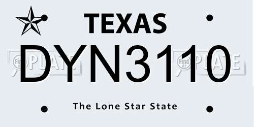 DYN3110 Texas License Plate