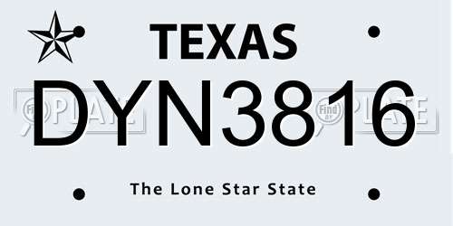 DYN3816 Texas License Plate