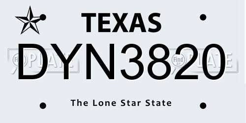 DYN3820 Texas License Plate