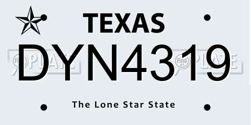 DYN4319 Texas License Plate