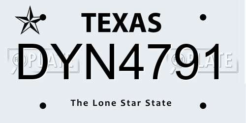 DYN4791 Texas License Plate