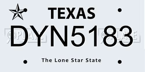 DYN5183 Texas License Plate