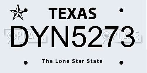 DYN5273 Texas License Plate