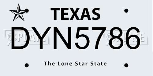 DYN5786 Texas License Plate