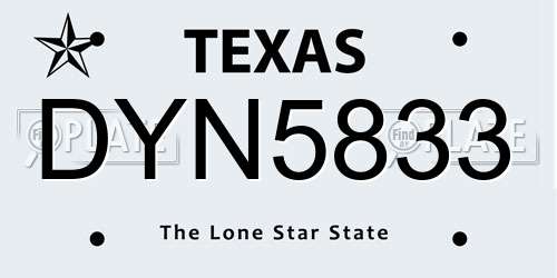 DYN5833 Texas License Plate