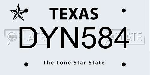 DYN584 Texas License Plate