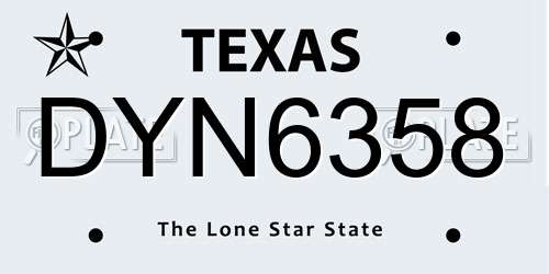 DYN6358 Texas License Plate