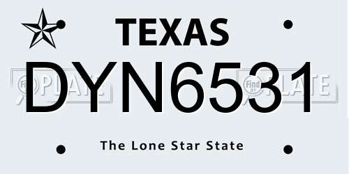 DYN6531 Texas License Plate