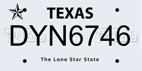 DYN6746 Texas License Plate