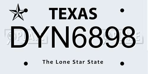 DYN6898 Texas License Plate
