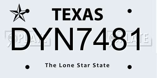 DYN7481 Texas License Plate