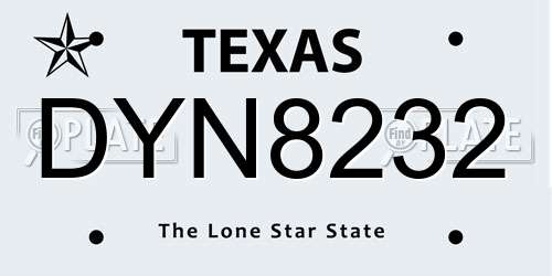 DYN8232 Texas License Plate