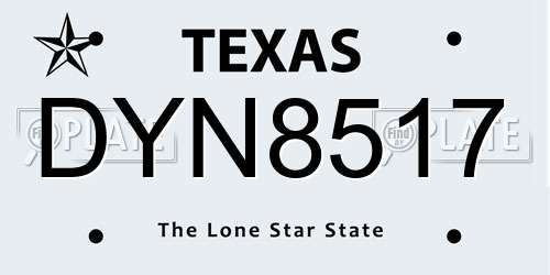 DYN8517 Texas License Plate