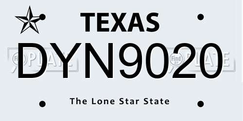 DYN9020 Texas License Plate