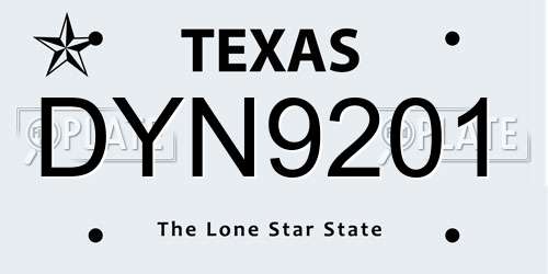 DYN9201 Texas License Plate