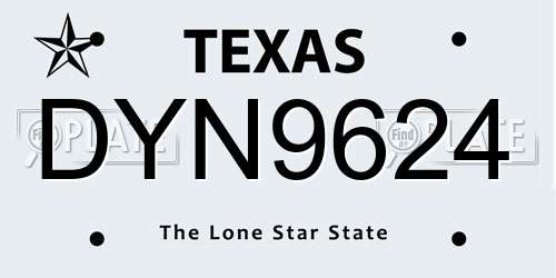 DYN9624 Texas License Plate
