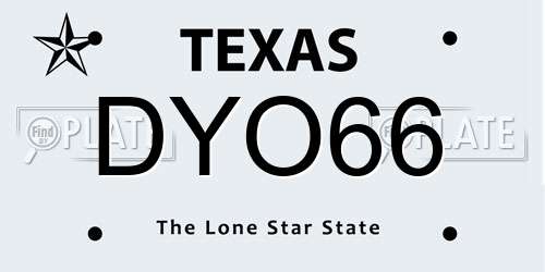 DYO66 Texas License Plate