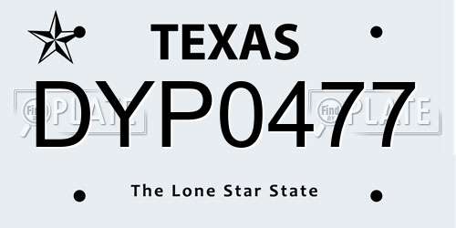 DYP0477 Texas License Plate