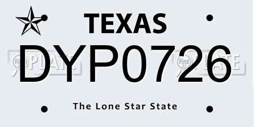 DYP0726 Texas License Plate
