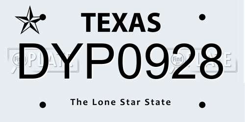 DYP0928 Texas License Plate