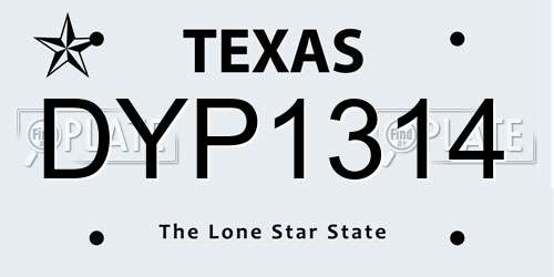 DYP1314 Texas License Plate