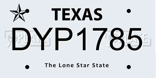 DYP1785 Texas License Plate