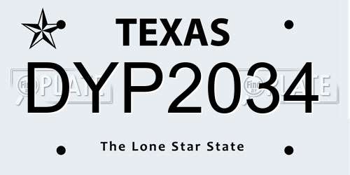 DYP2034 Texas License Plate