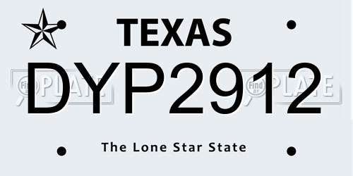DYP2912 Texas License Plate