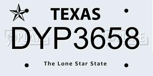 DYP3658 Texas License Plate