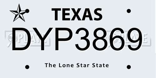 DYP3869 Texas License Plate