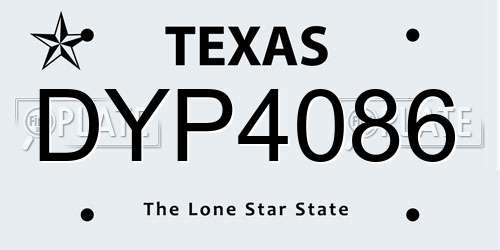 DYP4086 Texas License Plate