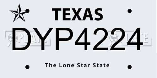 DYP4224 Texas License Plate