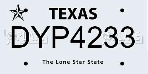 DYP4233 Texas License Plate
