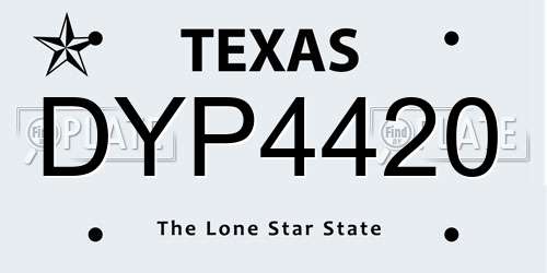 DYP4420 Texas License Plate