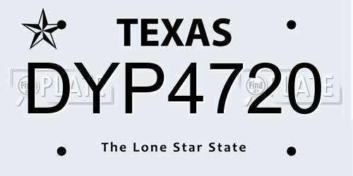 DYP4720 Texas License Plate