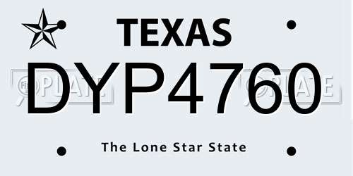 DYP4760 Texas License Plate