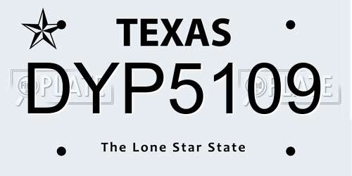 DYP5109 Texas License Plate
