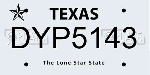 DYP5143 Texas License Plate