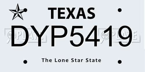 DYP5419 Texas License Plate