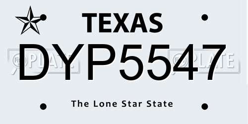 DYP5547 Texas License Plate