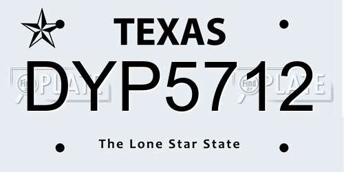 DYP5712 Texas License Plate
