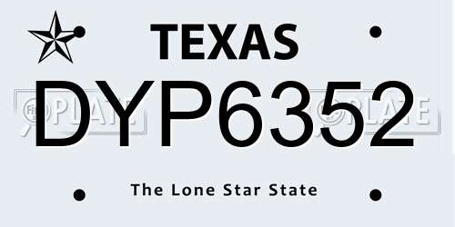 DYP6352 Texas License Plate